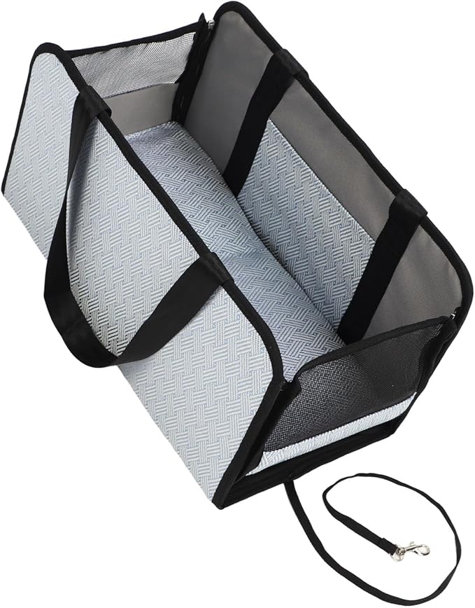 Center Console Dog Car Seat Durable Adjustable Comfortable Pet Safety Booster Seat for Small Dogs Cats Travel Detachable Foldable Easy Clean Ice Silk Fabric 600D PU Polyester