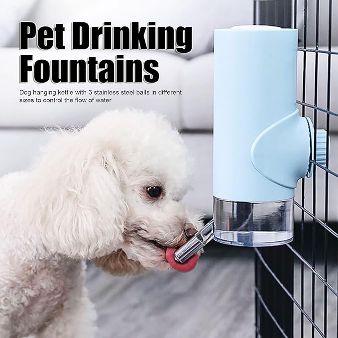 Dog Kennel Water Bottle Dispenser for Crate, 500ml No-Drip Dog Water Dispenser with Automatically Feeding Water Drinker Kettle for Pet
