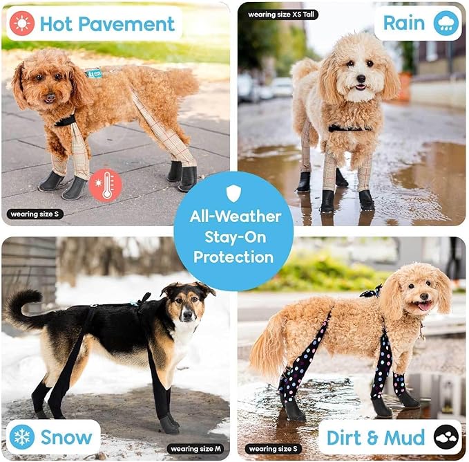 Updated Version - 100% Waterproof Dog Boots with Leggings – Stay-On Paw Protectors with Chest Strap for Rain & Snow, Anti-Slip Traction, Adjustable Fit, Machine Washable (Black, L)