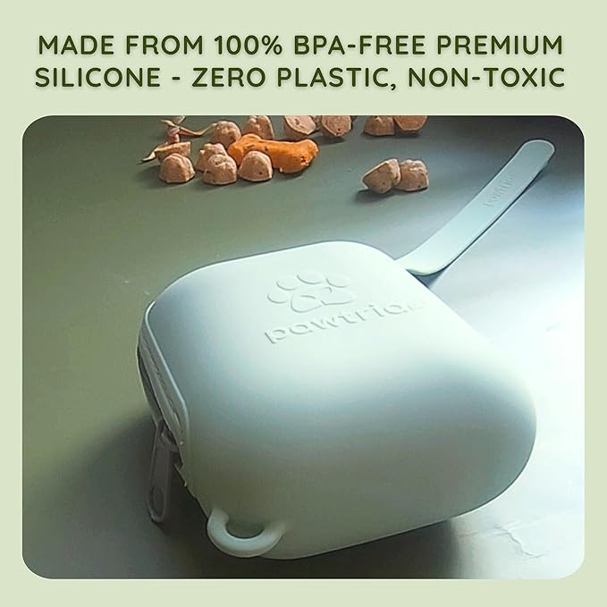 Eco Duo Set: Pawtria Dog Poop Bags (120) + Premium BPA Free Silicone Treat Case, BPA-Free, Leak-Proof, Zero Waste, Zero Plastic, Supports Rescue Dogs (Treat Case + 120 Poo Bags)