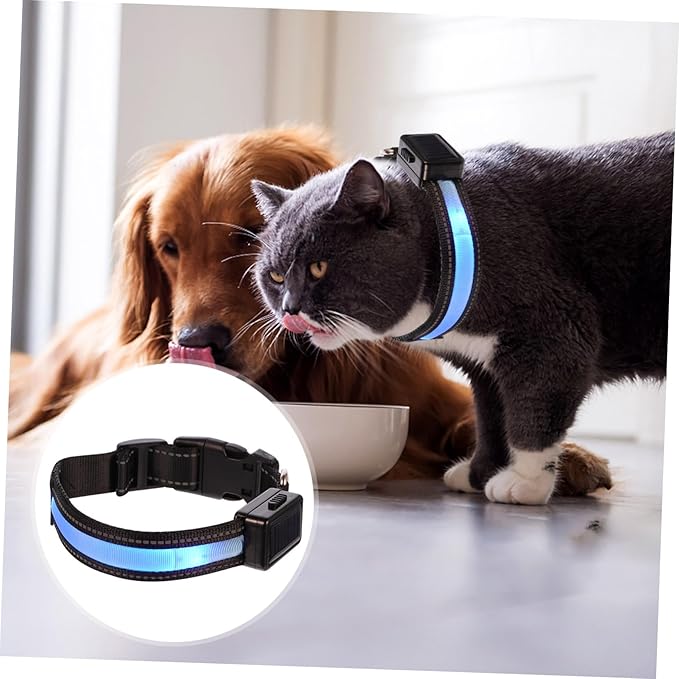 POPETPOP Unique Design Led Pet Collar USB Solar Rechargeable Glow Collar Night for Dogs Pet Accessories