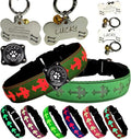 Pet Collar with AirTag Holder and ID Tag, 15 Lighting Modes, Waterproof Cross Pattern Design, Multiple Colors (Green, S(7.87-11.8"))