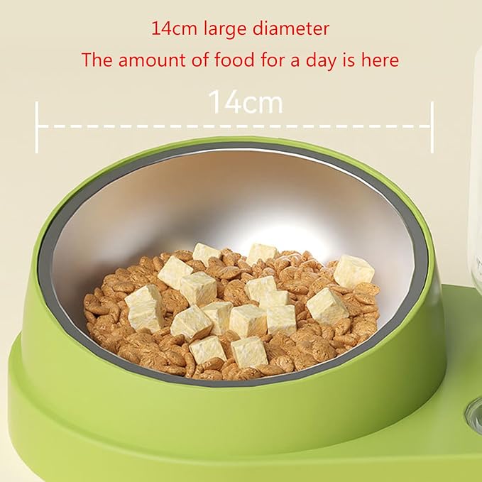 Pet Automatic Feeder Set Dog Food Bowl Waterer Slanted Raised Stainless-Steel Re-Fill Water Dispenser Pet Automatic Feeder Dog Water Food Dispenser Set
