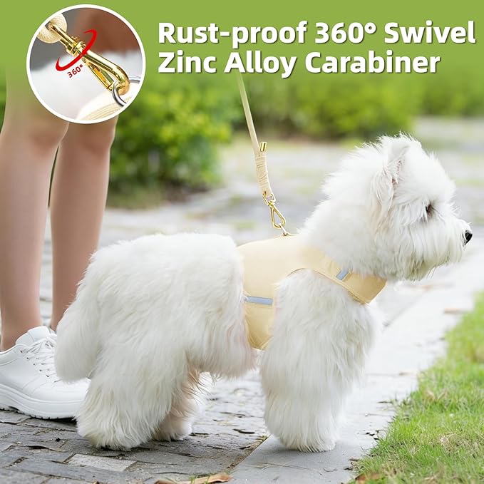 Durable Handwoven Dog Leash for Small & Medium Dogs, 5/16 inch Rope Lead with Anti-Tangle Swivel Clip, Soft & Lightweight, 5FT Long – Ideal for Daily Walking & Training (Light Yellow)