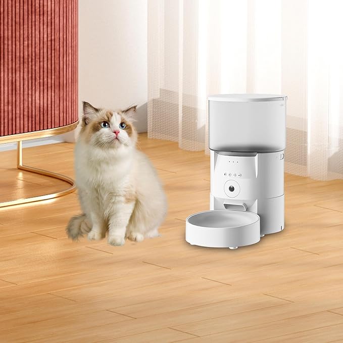 Generic Cat Feeder Automatic Cat Food Dispenser Timed Cat Feeder Auto Pets Feeder for Pets, 18.5cmx18.7cmx31.4cm, White