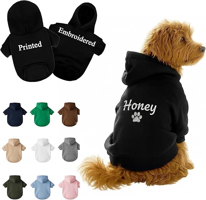 Personalized Dog Hoodie with Name, or Embroidered Puppy Sweater, Warm Winter Pet Sweatshirt, Cute Outfit for Small Dogs, Gift for Dog Lovers 3