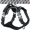 VIVAGLORY Dog Harness Easewalk No Pull Dog Harness with Handle Front Clip & Back Clip for Training Walking Lifting, No Pull Adjustable Easy On Padded Comfortable for Pet, M, Black - Plain