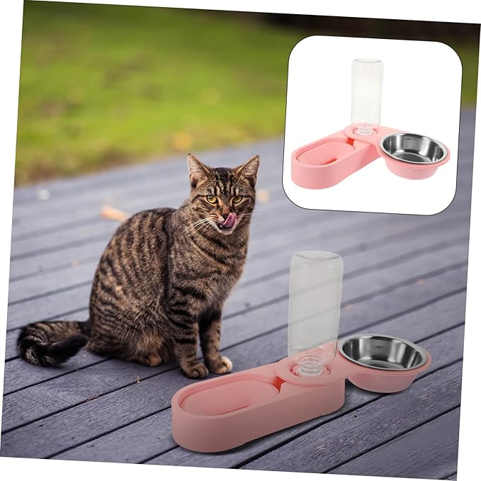 Milisten Pet Feeder Automatic Water Dispenser Cat and Dog Bowl Set Sturdy Stainless Steel Folding Design for Home and Car
