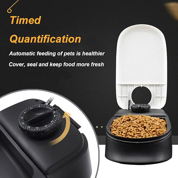2 Meal Programmable Automatic Cat Dog Feeder, Dry or Semi-Moist Pet Food Dispenser for Cats Dogs, Auto Dog Food Dispenser Slow Feed Portion Control