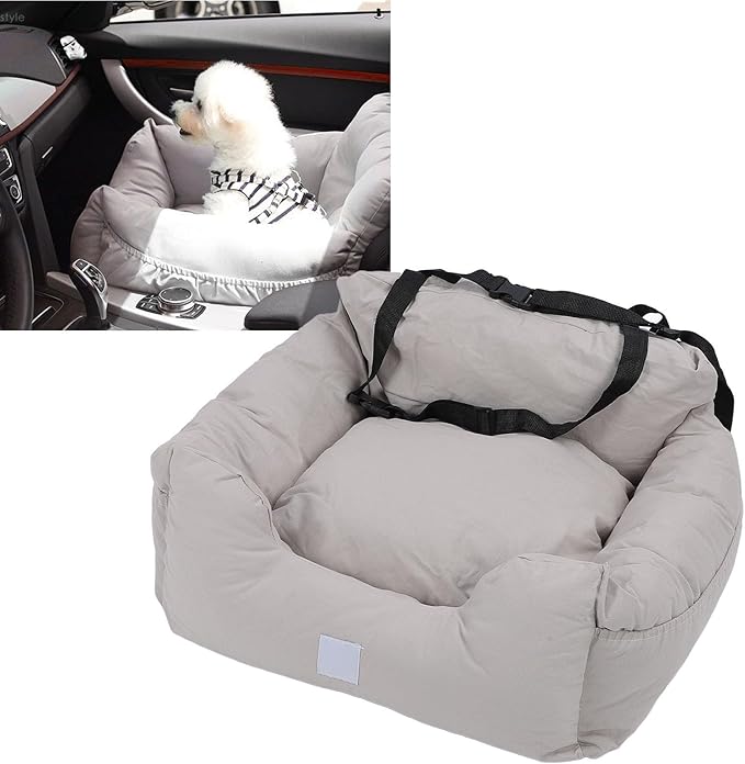Fockety Dog Car Seat, Removable Washable Portable Pet Car Seat Pet Travel Carrier Antislip Travel Safety Dog Bed Puppy Car Travel Bed for Small Medium Dogs Cats