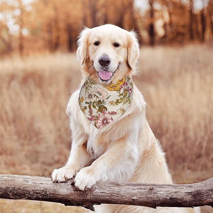 Floral Flower Dog Bandana Scarf Triangle Bibs Pet Accessories Cat Kerchief