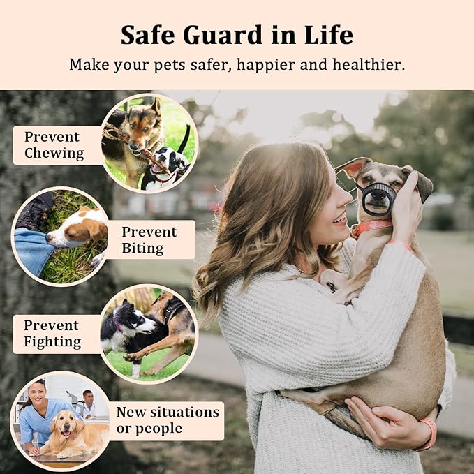 Mayerzon Dog Muzzle, Soft Mesh Muzzles for Small Medium Large Dogs Chihuahua Poodle Husky Labrador Retriever, Breathable Dog Mouth Guard for Biting Chewing Grooming, Allow Panting Drinking(XXL,Black)