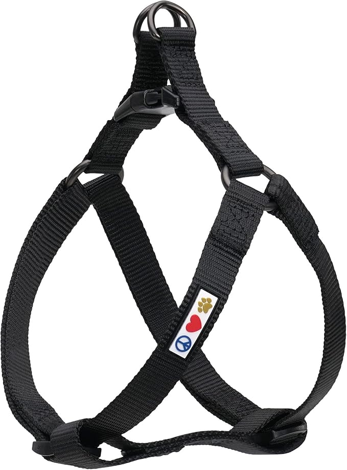 Pawtitas Solid Step-in Dog Harness – Adjustable No-Pull Vest for Puppies to Seniors, Safe & Comfortable L Black