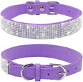 Cute Dog Collar with Bling Rhinestone, Fancy Crystal Diamond Glitter Pretty Jewel Soft Cat Collars for Small Medium Large Breed Dogs Girl Female Pet Puppy Kitten Terrier (L, Purple)