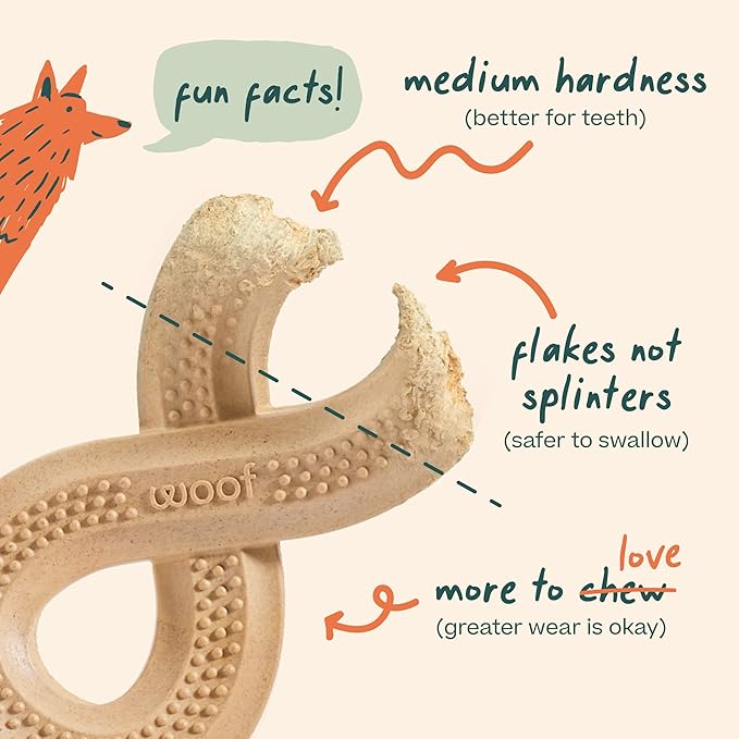 WOOF HonestChew Dog Toy Infinity - Durable Dog Chews - Made with Natural, Plant-Based Ingredients - Splinter-Resistant - Safer Than Dog Bones - Small