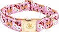 Elegant little tail Christmas Dog Collar, Pink Deer Print Pet Collar Dog Durable Cute Dog Collars Winter Holiday Male or Female Pet Gift Adjustable Dog Collar for X-Small Puppy