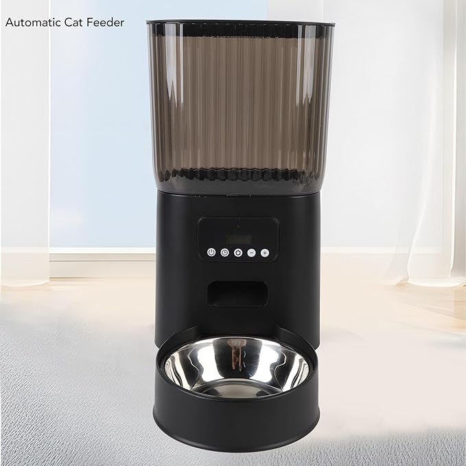 Automatic Cat Feeder, Timed Automatic Pet Feeder Cat Food Dispenser, Detachable Washable Pet Feeder with Stainless Bowl for Cat, Dog (Single Bowl)