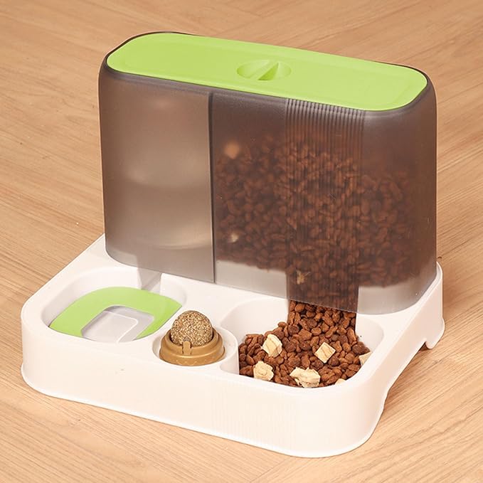 Automatic Pet Feeder Water Dispenser, with Large Capacity Cat Food Self Feeder for Small Medium Dog Puppy Kitten, 3 in 1 Multifunction Waterer and Feeder for Indoor Pets
