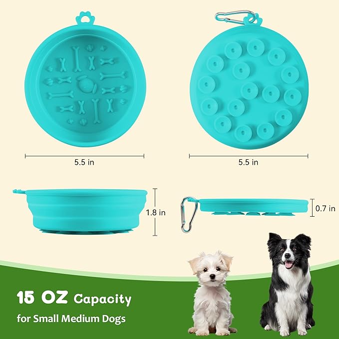 Collapsible Dog Bowl for Travel Outdoor Portable Silicone Pet Bowl with Carabiner Clip