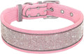 Crystal Reflective Dog Collar Gilter Rhinestone Dog Soft Collars with Buckle Dimond Pet Puppy Collars for Small Medium Large Dog Pink M