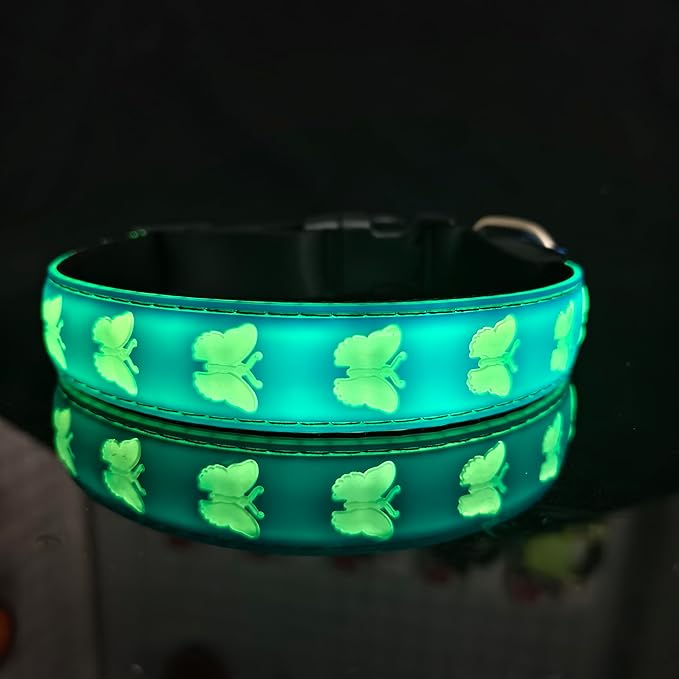 USB-C led Light up Dog Collar, 3D Design Comfortable and Soft Material,Multicolored Lighting，Night Dog Collar (BT-Blue, M(15.7-19.7"))