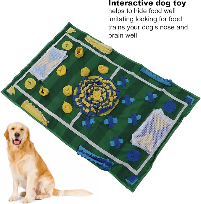 Dog Snuffle Mat, Interactive Sniffing Nose Work Toy for Pets, Grass Green Polyester Feeding and Brain Game Pad, 39.4 x 25.6 Inches