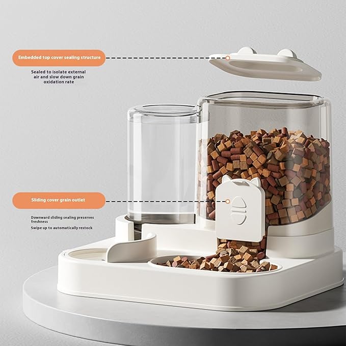 Automatic Refilling Pet Water Bowl and Food Dish Set with Stainless Steel Removable Tray Anti Tip Base for Small Animals Pet Food and Water Dispenser
