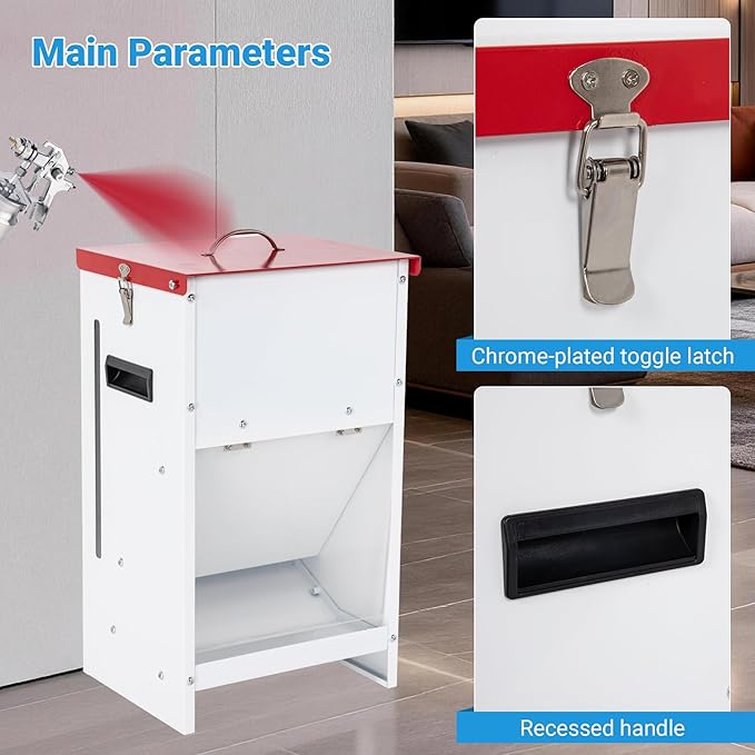 Heavy-Duty Metal Dog Feeder - 50LBS Food Capacity Automatic Gravity Dispenser, Powder Coated & Waterproof for Indoor & Outdoor Use, 16.1" L x 12.2" W x 27.8" H, Red and White