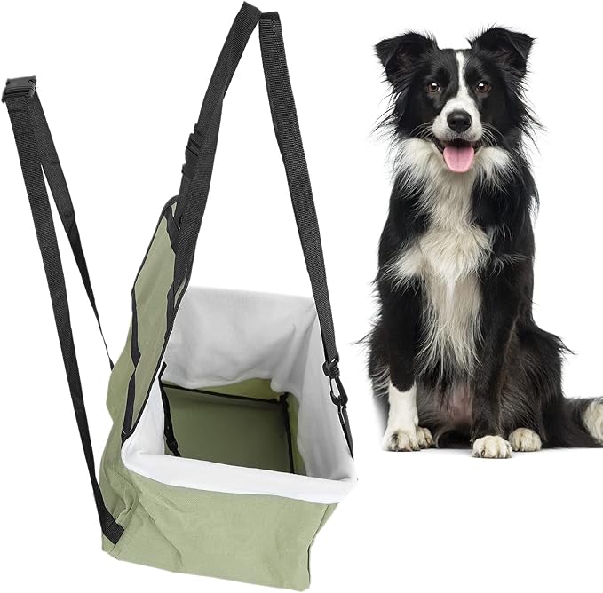 ZJchao Dog Car Seats for Small Dogs, Portable Travel Bag with Safety Traction Belt and Blanket, Non-Slip Backing, Adjustable Shoulder Straps, Green