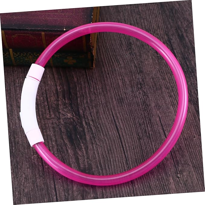 Milisten Led Night Light Dog Collar USB Rechargeable Pet Collar Flashing Light Modes Neon Pink for Safe Walks
