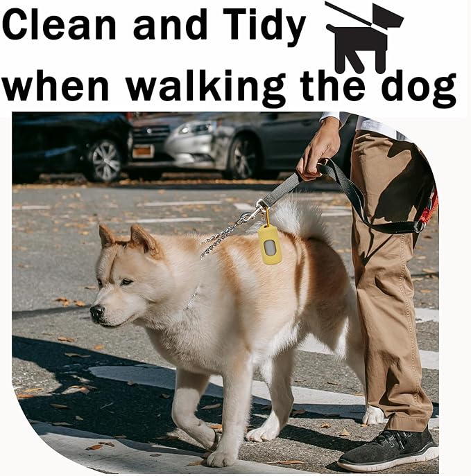 Dog Poop Bag Dispenser for Leash with Snap Clip, Skin-friendly Texture Waste Bag Holder for Dog Walks and Cats, Pets Litter Bag Container, Indoor & Outdoor Use (Yellow, 1)