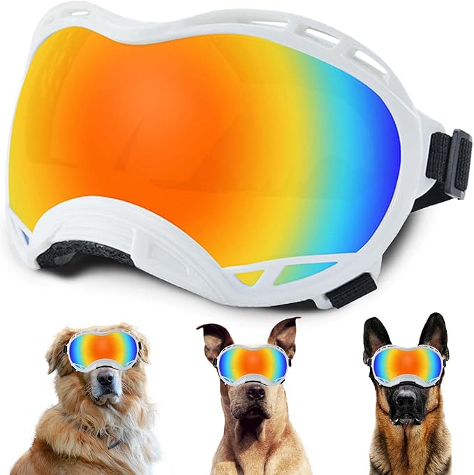 Dog Sunglasses,Doggles Anti-UV Protection,Pet Sunglasses with Adjustable Strap,Suitable for Motorcycle Car Driving Bike Riding Hiking Swimming Wind Dust Fog Dog Eye Protection