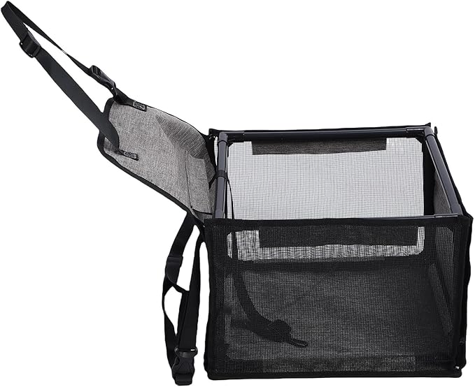 Dog Car Seat, Oxford Cloth Pet Booster Seat with Breathable Mesh, Portable and Foldable, Water Proof Car Pet Bed for Travel Road Trip, Large Capacity, 39x39x27cm (Light Gray)