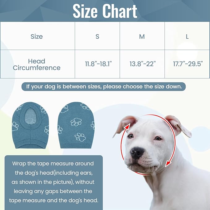 Nanaki Dog Hats Dog Calming Hoodie Dog Ear Covers Dog Head Cover Dog Ear Protector Hematomas Ear Wraps for Dogs No Shake Ear Wrap Dog Dog Ear Muffs Noise Protection, Fireworks, Grooming, Thunderstorm