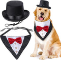 Yewong 2-Piece Pet Formal Accessories Set - Top Hat with Tuxedo Bandana Collar for Dog & Cat (Set-D)