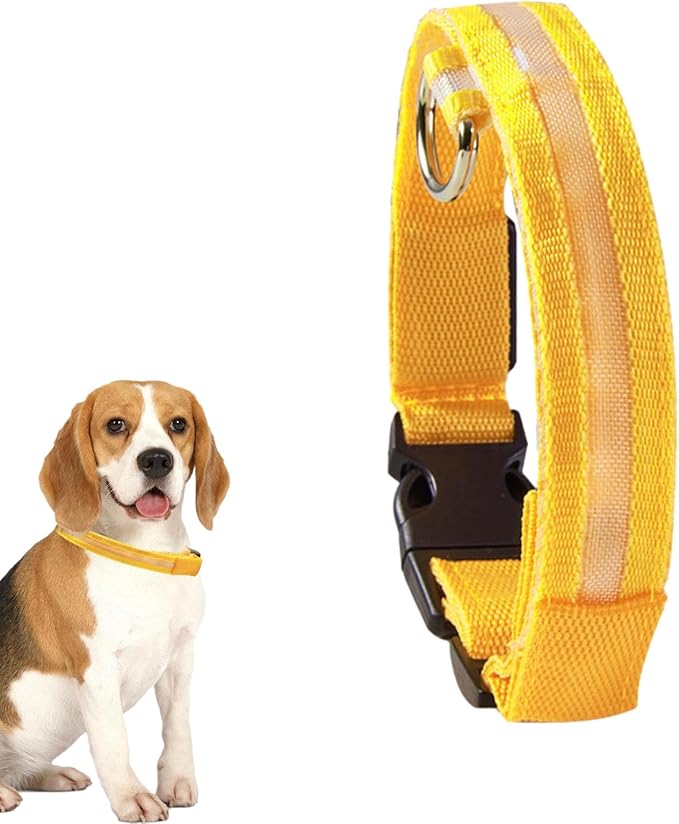 Pet Collar, Dog Training Collar with Night Visibility, 3 Flashing Modes, Rainproof Rechargeable Pet Collar, 500mah Battery, Adjustable Dog Light Collar, Waterproof Dog Collar for Large Dogs