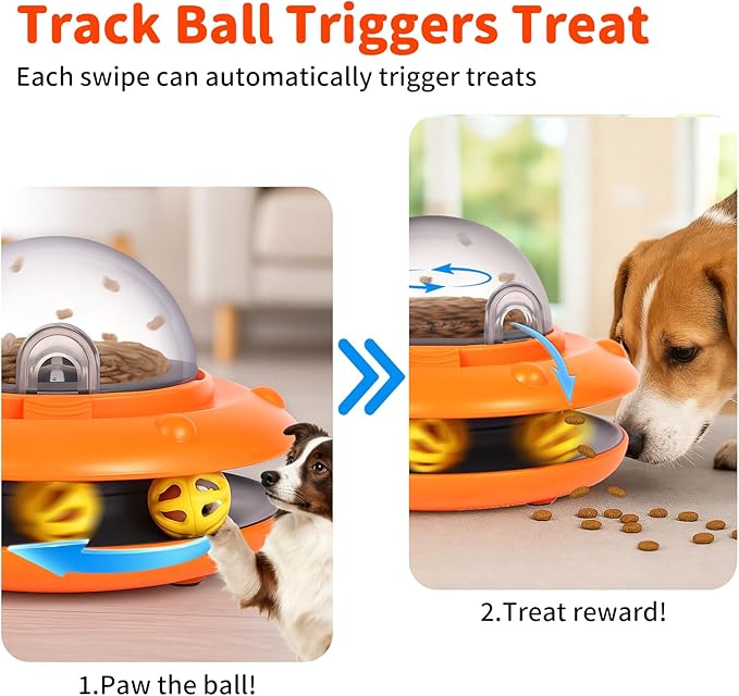 Interactive Dog Ball Track Toys - Automatic Dog Track Ball Treat Puzzle with Remote Control for Dogs Food Dispensing, Pets Enrichment IQ Training Gift, Rechargeable Electronic Slow Feeder
