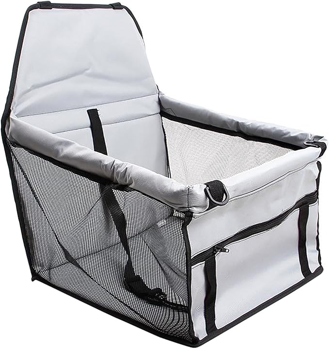Pet Car Booster Seat for Small to Medium Pets with Reinforced Safety Structure Easy Install Travel Carrier Breathable Waterproof Pad Shortened Leash Belt Loops Secure Comfortable Vehicle (White)