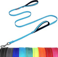 VIVAGLORY Twingrip Dog Leash, Double Handle Dog Leash for Training & Walking with Traffic Handle & 2 Loop, Traffic Control Reflective Heavy Duty for Puppy Pet, 5ft x 1/2in, Lake Blue