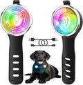 Tubasion 2-Pack Dog Lights for Night Walking, Upgraded 8 Modes Rechargeable Dog Collar Lights for Nighttime Clip On, IPX6 Waterproof and Silicone Band Safety Lights for Dog Collars
