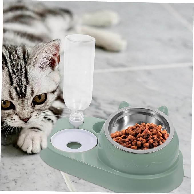 Yardwe Automatic PET Water Dispenser and Food Feeder Set Dual Bowl and Cats Detachable Easy to Clean Plastic for Home Use