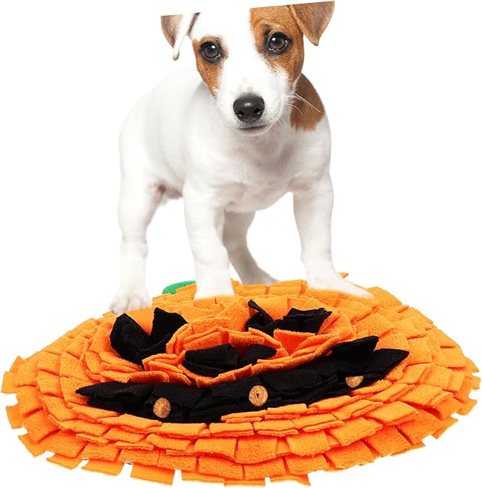Dog Snuffle Mat Pumpkin Shape Pet Sniffing Toy Mental Stimulation Orange Color