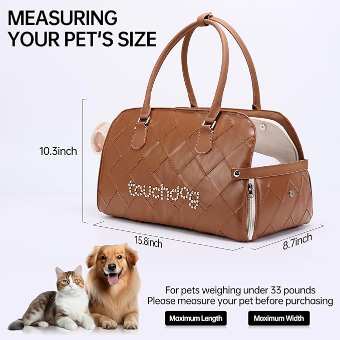 TOUCHDOG Center Console Dog Car Seat – Detachable & Washable Pet Carrier for Small Dogs up to 15 lbs, Adjustable Straps, Anti-Slip Base, Foldable Travel Bed with Safety Clip