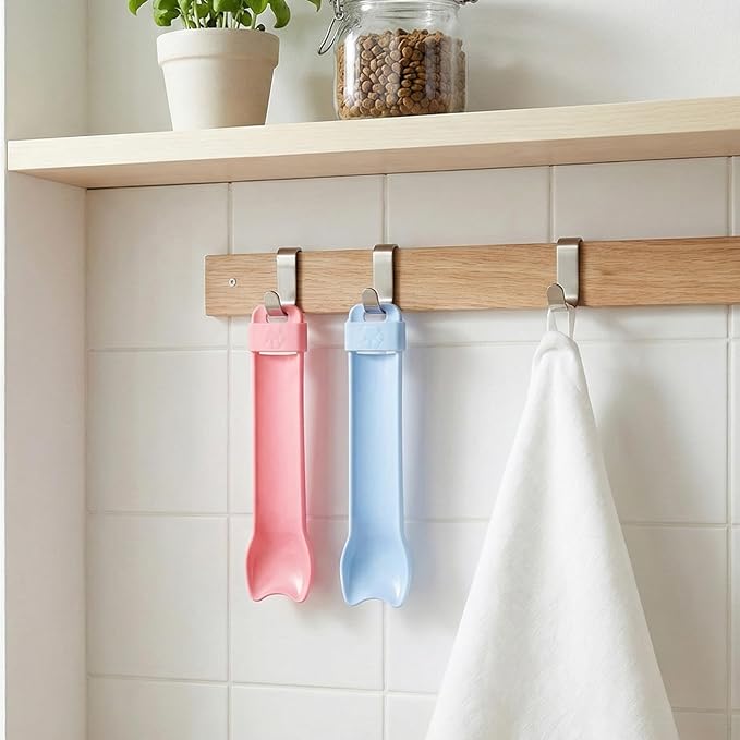 2PCS Cat Treat Spoon Set, Cat Treat Squeeze Spoons & Cats Strip Feeder Spoon for Wet Food, Lickable Treats, and Liquid Snacks - Blue & Pink