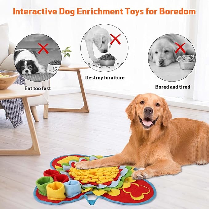 Yummy Sam Snuffle Mat for Small and Medium Dogs, 2 in 1 Portable Interactive Nose Smell Training Sniffing Pad with Puzzle Toys for Boredom Stimulating Slow Eating and Keep Busy (Muilticolor)