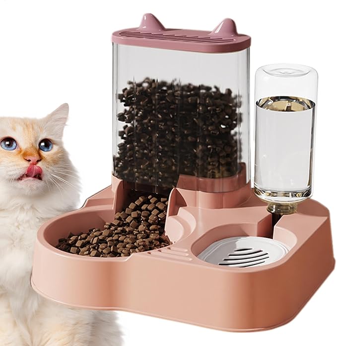 Automatic Cat Feeder - 2 in 1 Cat Automatic Feeder | 2.3L Cat Feeder and Water Dispenser | Anti-Tip Cat Food Dispenser Automatic | Automatic Dog Food Bowl Large Capacity Automatic Pet Feeder