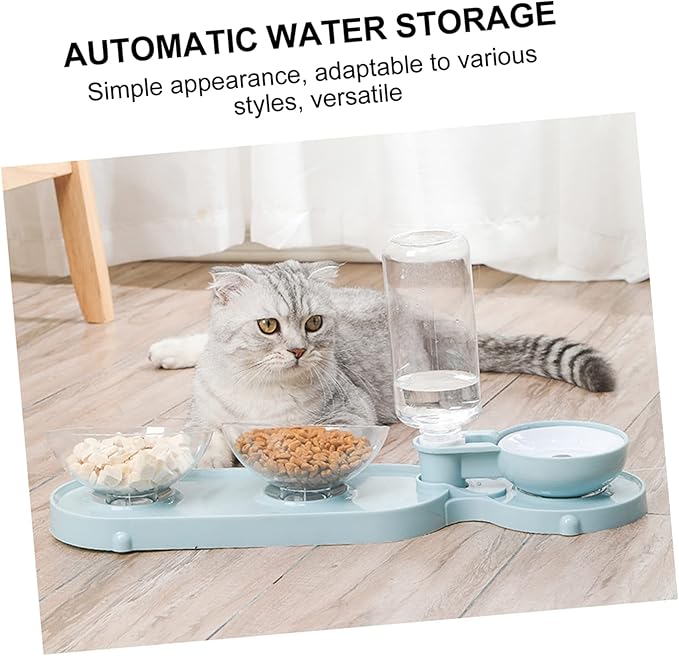 Mipcase Cat Water Feeder Pet Automatic Water Bottle Double Bowels Raised Cat Bowl Material