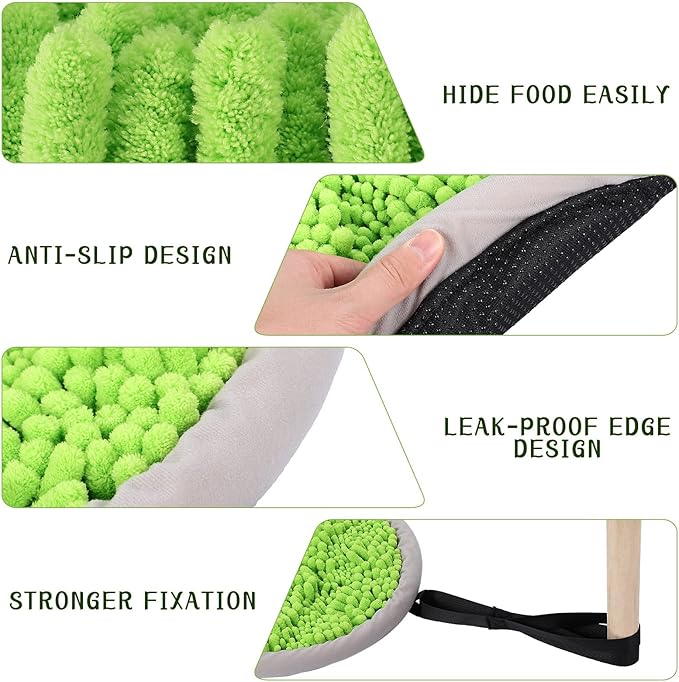 Snuffle Mat for Dogs: Washable with Suction Cups Food Feeding Foraging Mat for Large Small Breed Puppies Green (16.5inch)