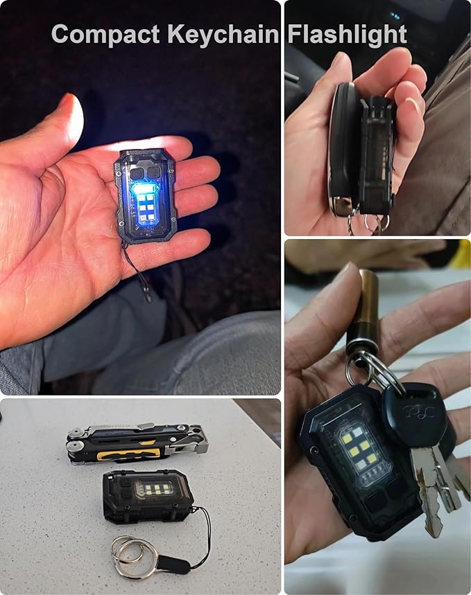 Pocket LED Flashlight Rechargeable, 500 Lumens Keychain Flashlight Small EDC Light for Night Work, Running, Walking, Camping, Fishing, Hiking, Dog, Emergency