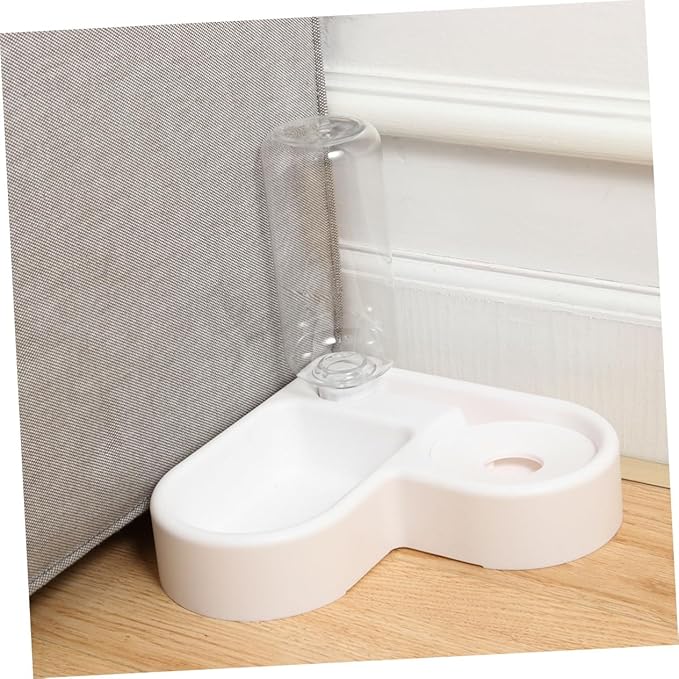 Angoily 2pcs Corner Shape Pet Feeder Automatic Water Dispenser Bottle Dual Bowls for Cats Dogs Practical Non- Design Detachable Nozzle Plastic Pet Supplies